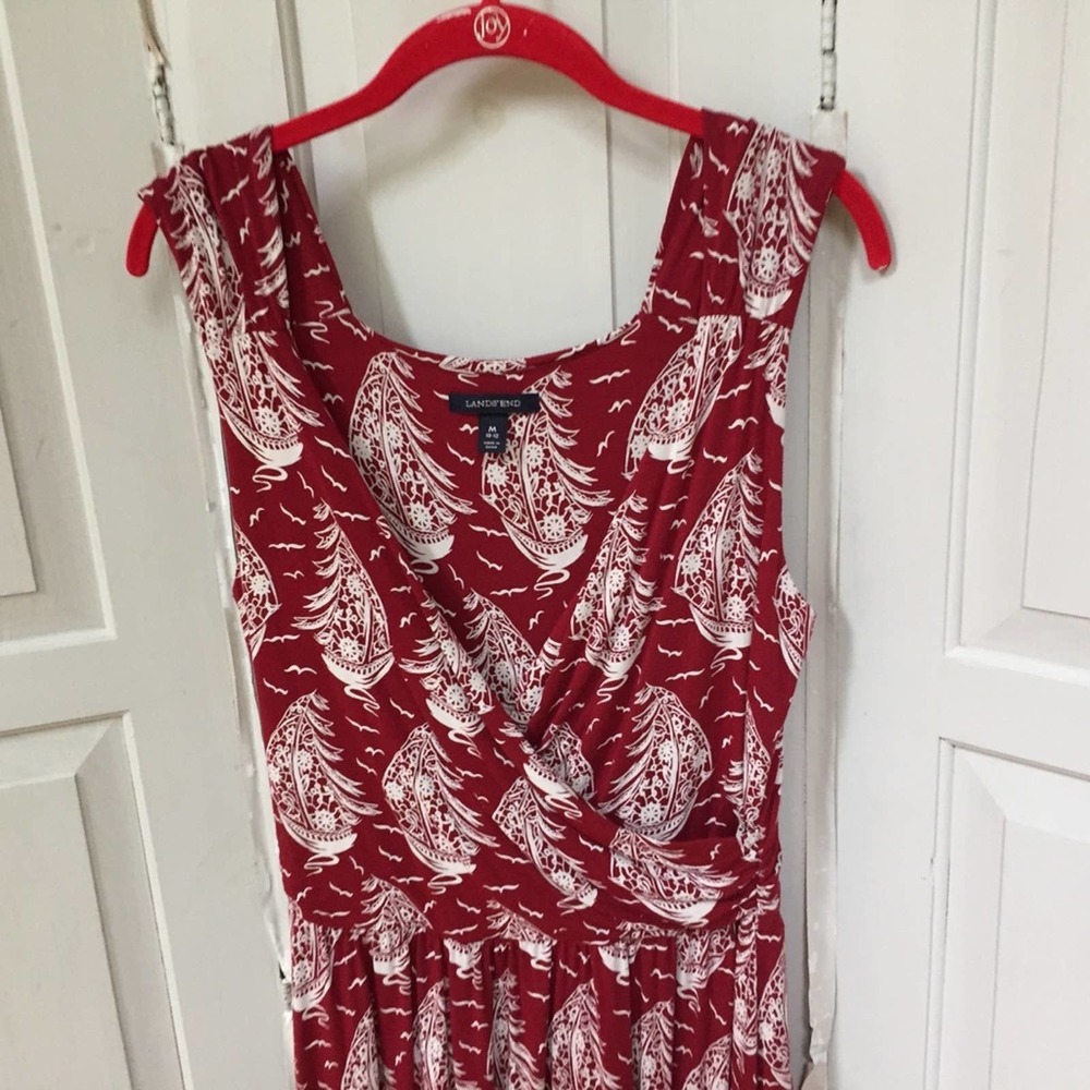 Lands' End Red & White Sailboat Print Dress - Picture 12 of 16